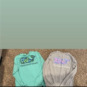 Vineyard Vines Long Sleeve Tees Green and Gray